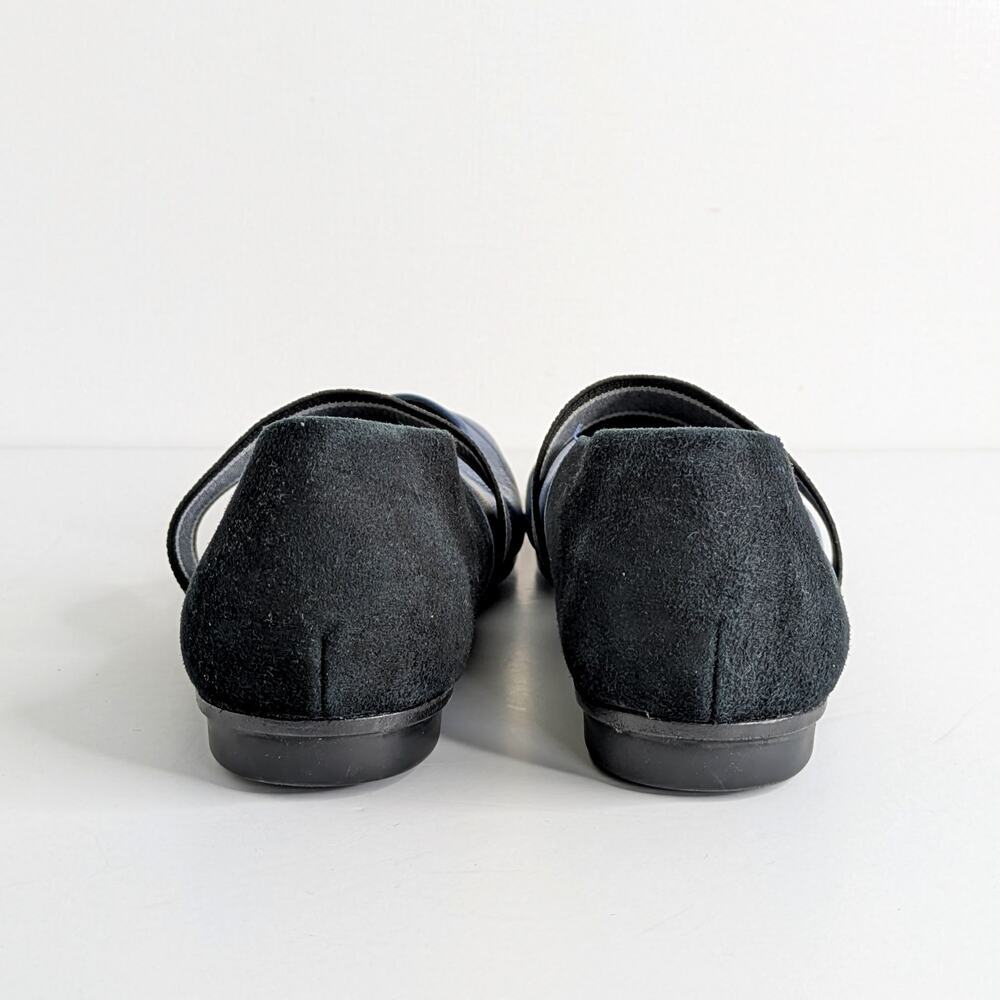 M. Gemi Ballare Mary Jane Flats 39 Blue Leather Black Suede Made in Italy 8.5 - Picture 5 of 12